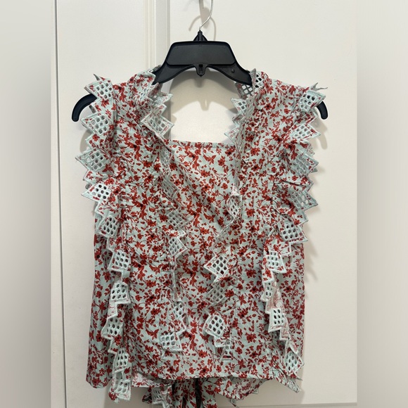 NWT Blue Tassel Open Back Tank with bow at Bottom - Picture 1 of 3